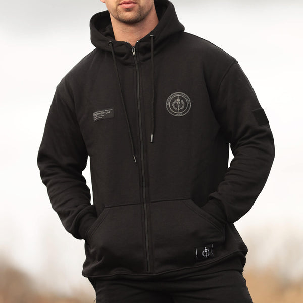 //03-SP1 | Shadow Ops Zippered Sweater - Onyx (Fully Customizable)